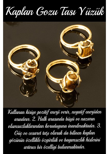 Sertifikalı Rokoko Model Kaplan Gözü Taşı Yüzük - Ayarlamalı