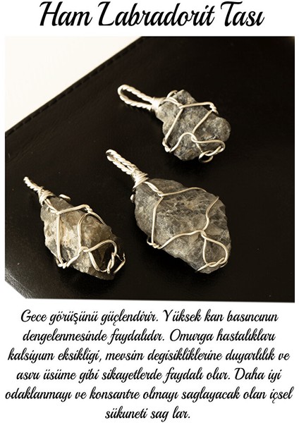 Sertifikalı Ham Tel Sargılı Labradorit Taşı Kolye fiyatları
