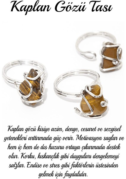 Sertifikalı Gümüş Rokoko Model Kaplan Gözü Taşı Yüzük - Ayarlamalı