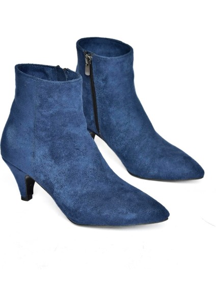 R404710002 Lacivert Süet Alçak Topuklu Kadın Bot indirimleri
