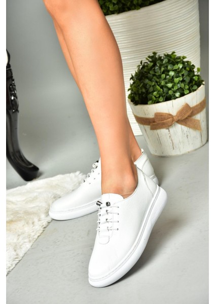 P555461003 Beyaz Hakiki Deri Kadın Spor Ayakkabı Sneakers modelleri