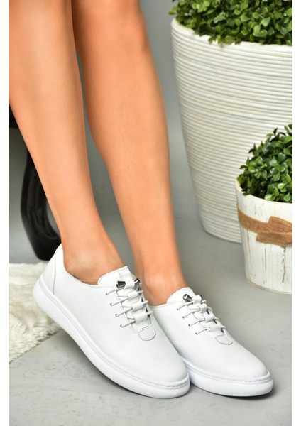 P555461003 Beyaz Hakiki Deri Kadın Spor Ayakkabı Sneakers fırsatları