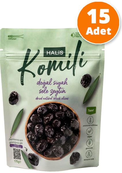 Doğal Siyah Sele Zeytin 15 x 170g