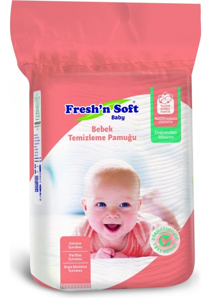 Fresh'n Soft Bebek Temizleme Pamuğu 60'lik Dikdörtgen