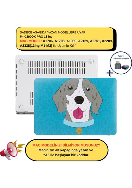 Macbook Pro Kılıf 13inç M1-M2 A1706 A1708 A1989 A2159 A2251 A2289 A2338 ile Uyumlu Dog01NL