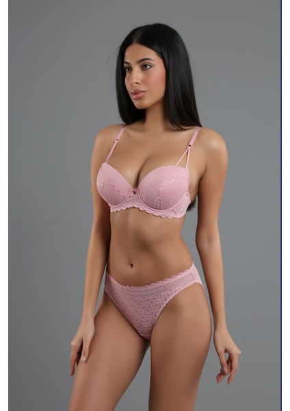 Destekli Sütyen Külot Takım C14158 Gül Kurusu