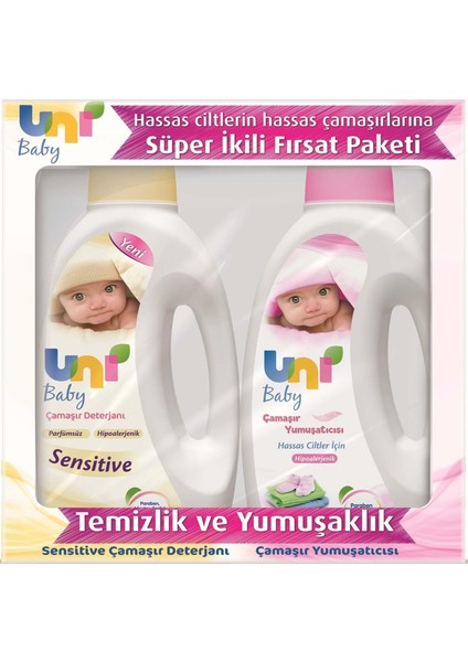 Sensitive Bebek Çamaşır Deterjanı 1500 ml + Bebek Çamaşır Yumuşatıcısı 1500 ml