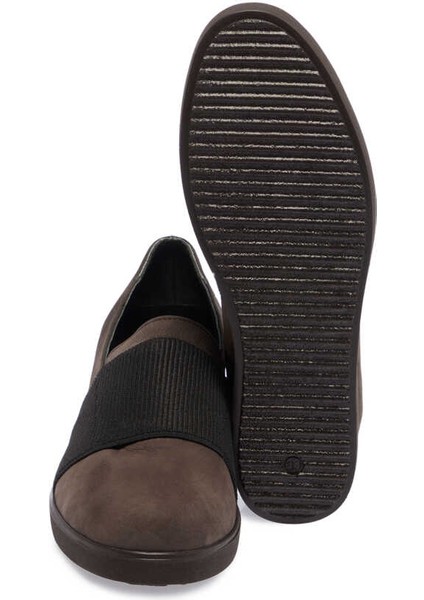 Vizon Hakiki Nubuk Deri Kadın Dolgu Topuklu Ayakkabı - K23S1AY66828-A65