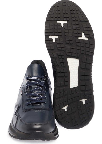 Lacivert Hakiki Deri Erkek Sneaker - E23S1AY56389-A31