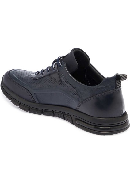 Lacivert Hakiki Deri Erkek Sneaker - E23S1AY56390-A31