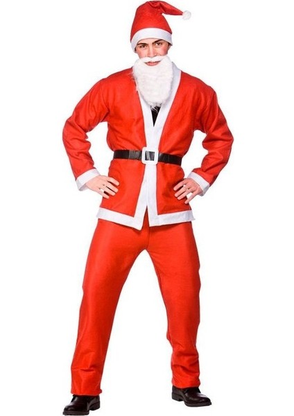 Pandoli Elyaf Kumaş Yetişkin M Beden Noel Baba Kostümü Santa Claus Kıyafeti (Yurt Dışından)
