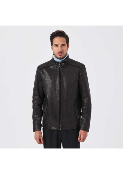 Siyah Hakiki Deri Erkek Hakiki Deri Mont - E23KDM310504-Q4O modelleri