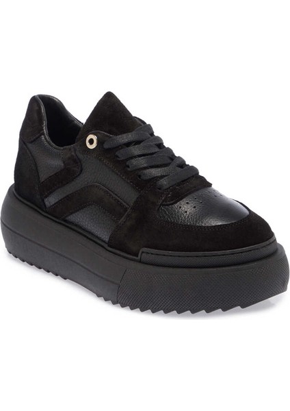 Siyah Hakiki Deri Kadın Sneaker - K23S1AY66914-W19