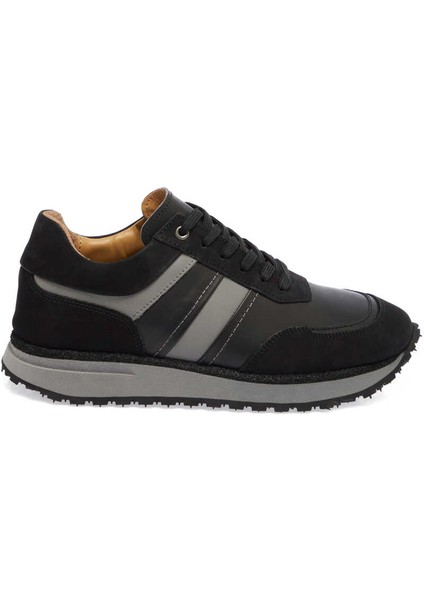 Siyah Hakiki Deri Erkek Sneaker - E23S1AY56496-A23