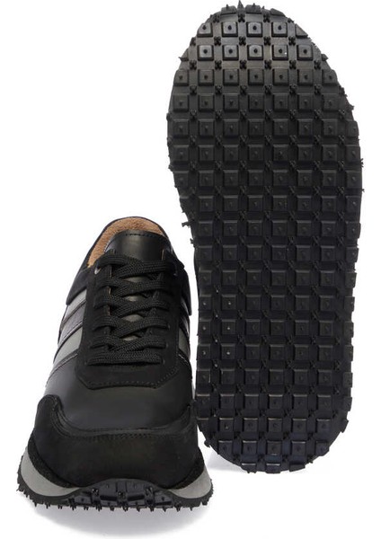 Siyah Hakiki Deri Erkek Sneaker - E23S1AY56496-A23