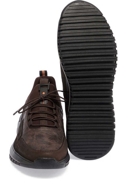 Kahve Deri-Tekstil Erkek Sneaker - E23S1AY56388-A24 fırsatları