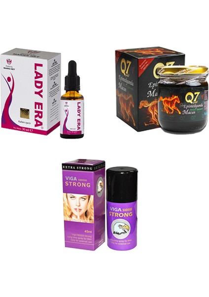 Lady Era Sprey 45ML + Lady Era Pro Kadin Damla + Q7 Epimedyum Ginseng Içeren Macun 240GR