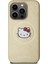 Apple iPhone 15 Pro Uyumlu Hello Kitty Lisanslı Magsafe Şarj Özellikli Kitty Head Deri Gold 1