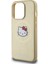 Apple iPhone 15 Pro Uyumlu Hello Kitty Lisanslı Magsafe Şarj Özellikli Kitty Head Deri Gold 4