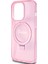 Apple iPhone 15 Pro Uyumlu Guess Lisanslı Magsafe Özellikli Simli Ring Standlı Pembe 4