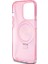 Apple iPhone 15 Pro Uyumlu Guess Lisanslı Magsafe Özellikli Simli Ring Standlı Pembe 5