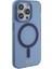 Apple iPhone 15 Pro Uyumlu Tumı Lisanslı Magsafe Şarj Özellikli Buzlu Mat Kılıf Mavi 3