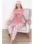 Kadın Pembe Desenli Welsoft Desenli Kışlık Polar Pijama Takım 1C-2181 1