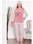 Kadın Pembe Desenli Welsoft Desenli Kışlık Polar Pijama Takım 1C-2181 2