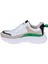 Hakiki Deri Yanı Fermuarlı Kadın Spor Ayakkabı PLM-34601 BEYAZ YEŞİL 3