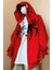 Kırmızı Kapüşonlu Siyah Spiderman Desenli Maske Detay Oversize Sweatshirt Hırka 1