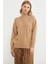 Yarım Balıkçı Desenli Basic Triko Kazak - Bej 3