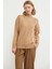 Yarım Balıkçı Desenli Basic Triko Kazak - Bej 4