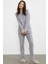 Nakış Detaylı Polar Pijama Takım - Gri 5