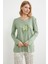 Çiçek Desenli Baskılı Pijama Takım - Yeşil 4