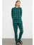 Sıfır Yaka Desenli Polar Pijama Takım - Yeşil 2