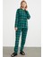 Sıfır Yaka Desenli Polar Pijama Takım - Yeşil 5