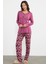 Açık Yaka Desenli Pijama Takım - Mor 4