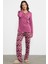 Açık Yaka Desenli Pijama Takım - Mor 5
