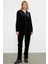 Tam Fermuarlı Tunik Boy Kadife Eşofman Takım - Siyah 4