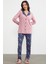 Açık Yaka Düğmeli Pijama Takım - Pembe 5