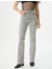 Eskitilmiş Hafif Ispanyol Paça Kot Pantolon Dar Kesim Standart Bel Pamuklu Cepli - Victoria Slim Jeans 3