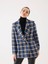 Ekose Desen Saks Kruvaze Oversize Blazer Ceket 4