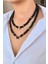 Özel tasarım Oniks taşı kolye Çoklu kombin kolye Siyah choker kolye 2
