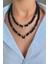 Özel tasarım Oniks taşı kolye Çoklu kombin kolye Siyah choker kolye 4