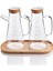 2X900 ml Standlı Cam Yağlık Seti Sütlük Sosluk Vakumlu Bambu Kapaklı Borosilikat 1