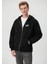 Logo Baskılı Fermuarlı Siyah Sweatshirt 1