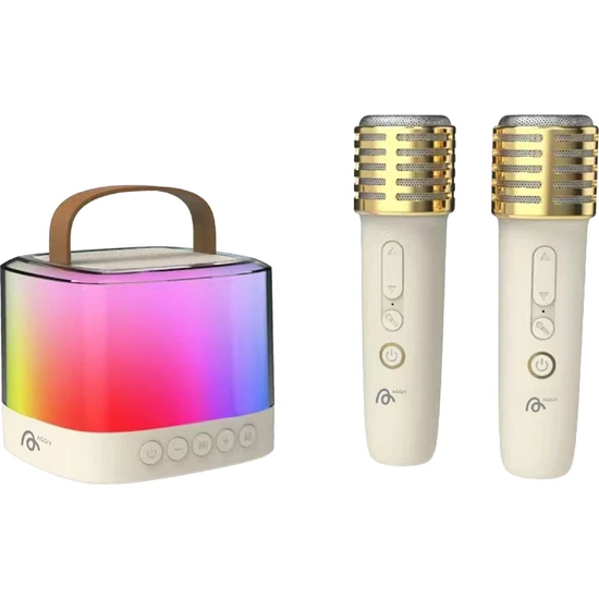 Aggiy  Güçlü Rgb Işık, Kablosuz Mikrofonlu Rgb LED Parti Işıklı, Karaoke Bluetooth Hoparlör Aggıy Ag-S7