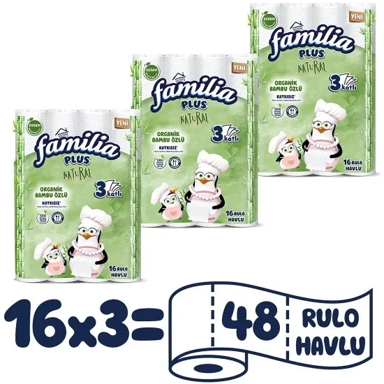 Familia Natural Tuvalet Kağıdı 16 Rulo x 3 Paket 48 Rulo