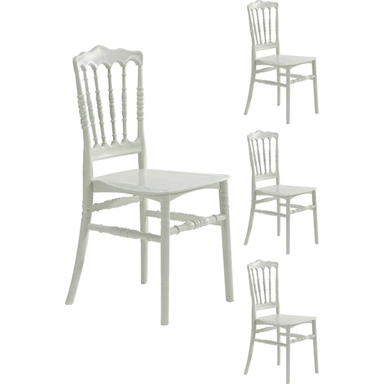 Mobetto 4 Adet Miray Beyaz Sandalye / Balkon-Bahçe-Mutfak