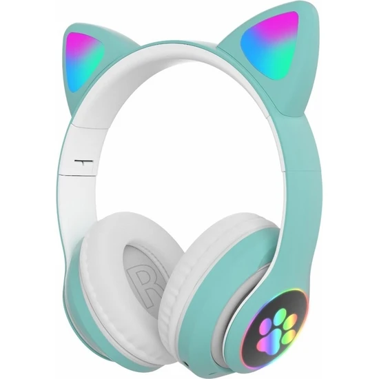 Airenk Başa Takılan Kablosuz Bluetooth Kulaklık Kedi Kulağı LED Işık Yayan Eklenti Kartlı Kulaklık E-Spor Oyun Kulaklığı (Yurt Dışından)